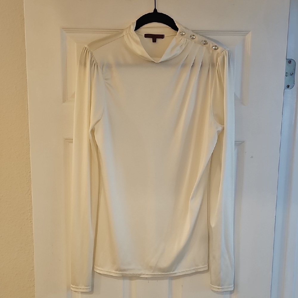 Elegant L Cream Long Sleeve Women's Top